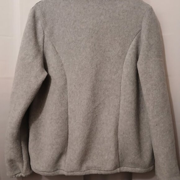 New Plaid Fleece Full Zip up Sweatshirt womens M Gray Green Collared w/2 Pockets - Picture 7 of 9